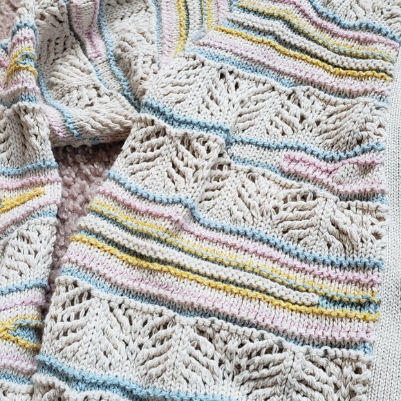 NWT Zara Adorable Knit Pointelle Cardigan Jacket Sweater Pastel and Cutouts - Picture 9 of 16